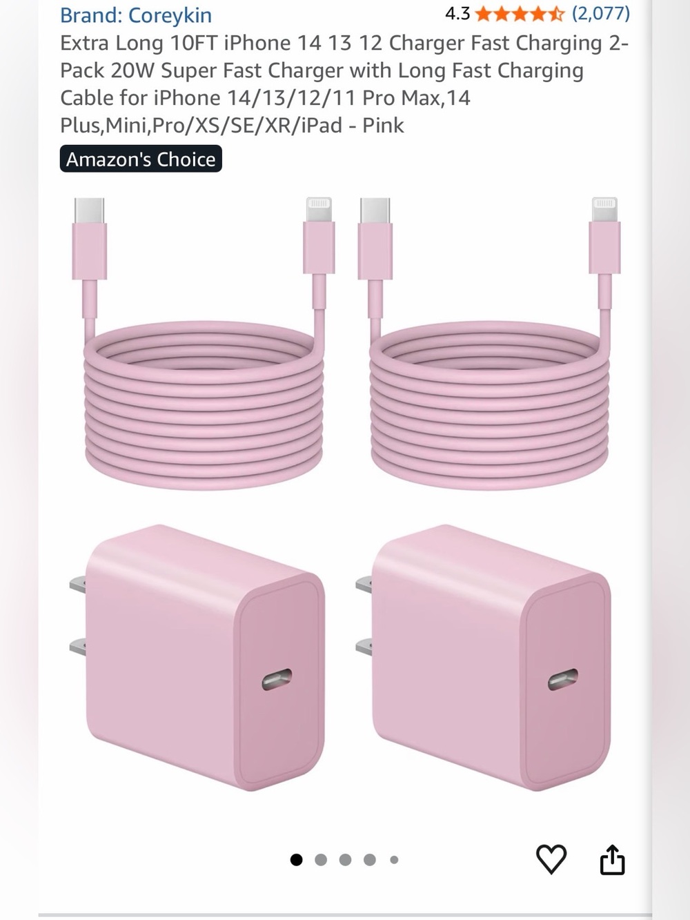 Extra Long 10FT iPhone 14 13 12 Charger - 2 Pack